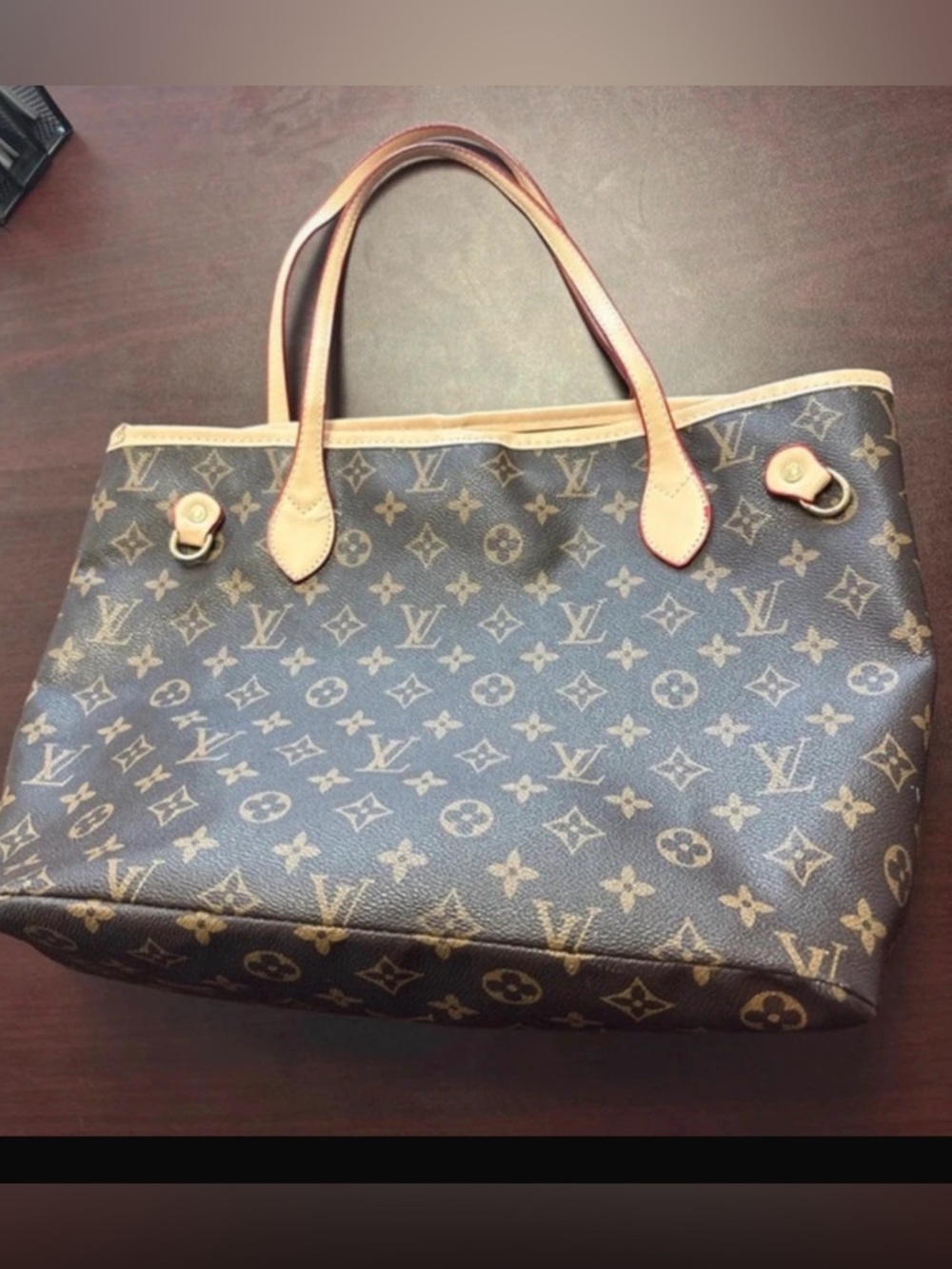 Inspired Monogram Canvas Tote with Tan Leather Trim
